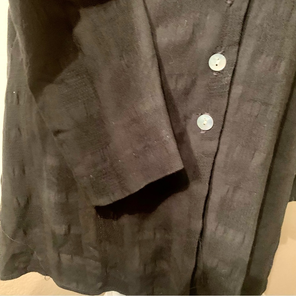 Vintage A.K.F. New York Long Rayon Blouse Medium Black Pattern Made in U.S.A. - Picture 4 of 15